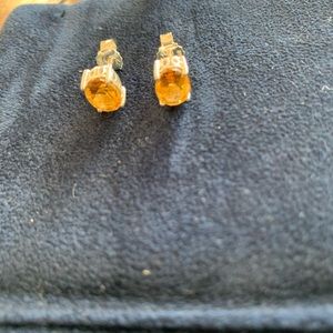 Sterling Silver & Citrine Stud Earrings